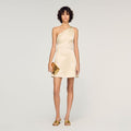 Mini one-shoulder satin-effect dress