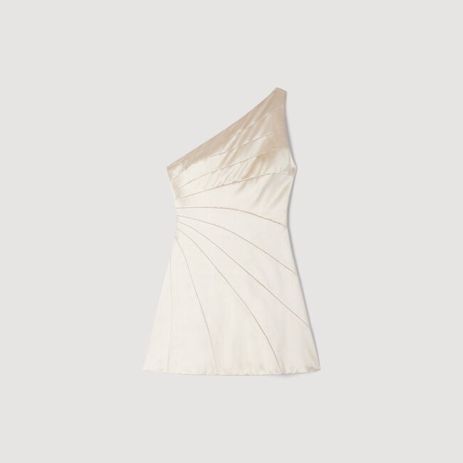 Mini one-shoulder satin-effect dress