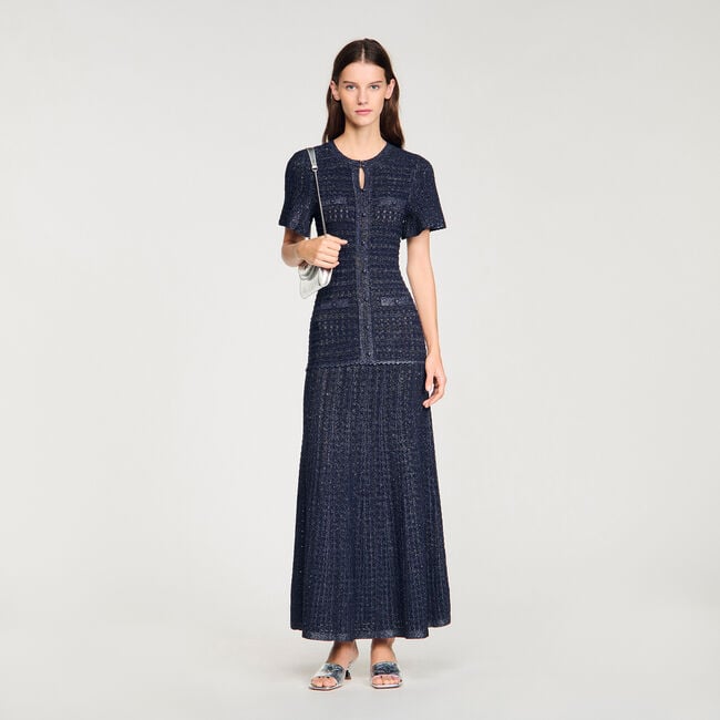 Rhinestone knit maxi dress