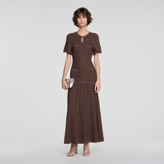 Rhinestone knit maxi dress