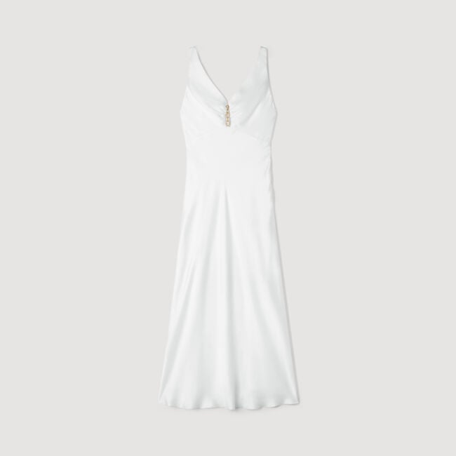 Jewel satin-effect maxi dress