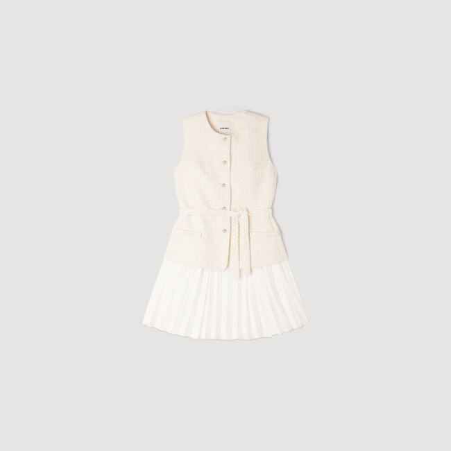 Two-material mini dress