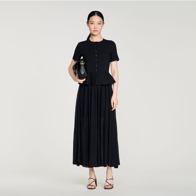 Knit maxi dress with peplum