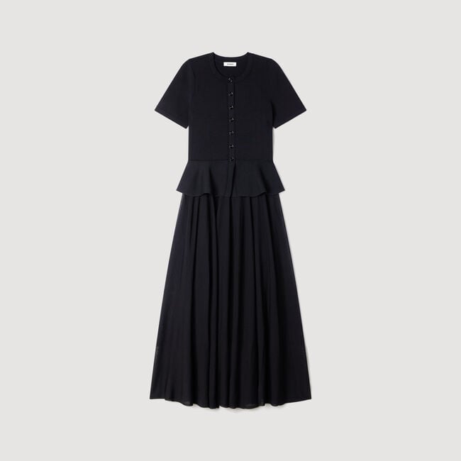 Knit maxi dress with peplum