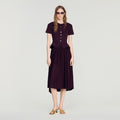 Knit maxi dress with peplum