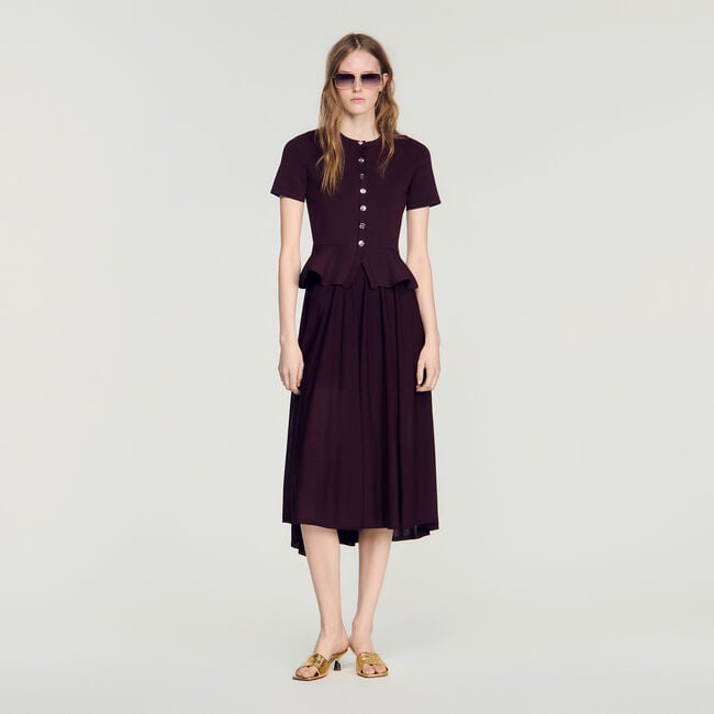 Knit maxi dress with peplum