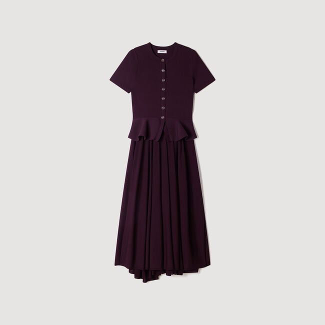 Knit maxi dress with peplum