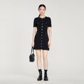 Button-up knit mini dress