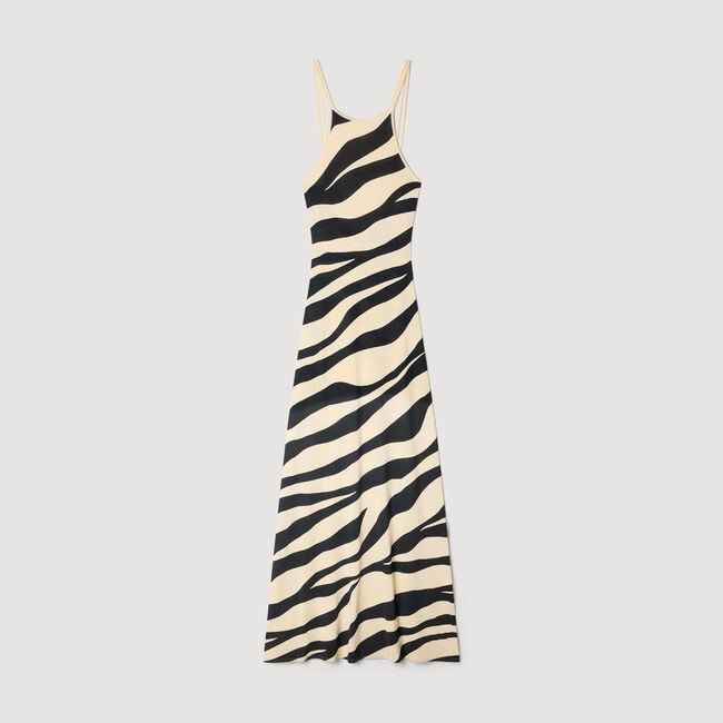 Zebra print knit maxi dress