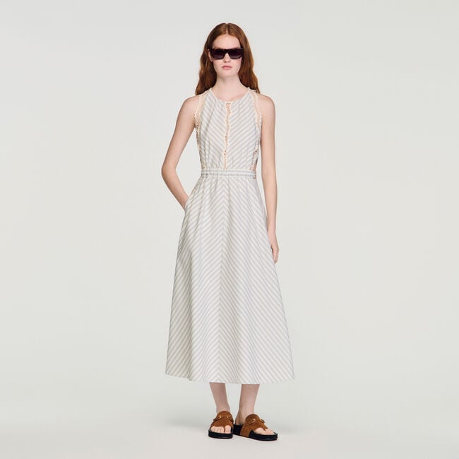 Striped cotton midi dress