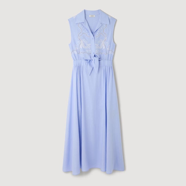 Embroidered linen maxi dress