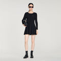 Pleated knit mini dress