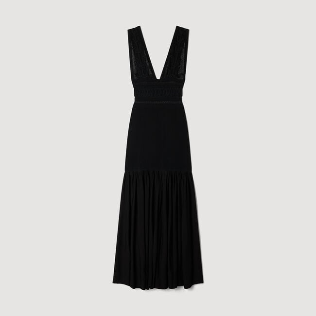 Ruffled knit maxi dress