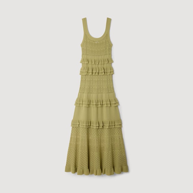 Ruffled knit maxi dress