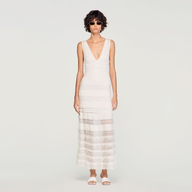 Pointelle knit maxi dress