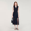Lace pleated midi dress