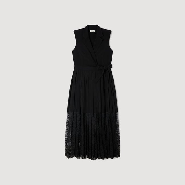 Lace pleated midi dress