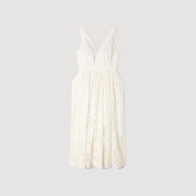 Openwork floral cotton midi dress