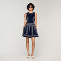 Scarf-print knit mini dress