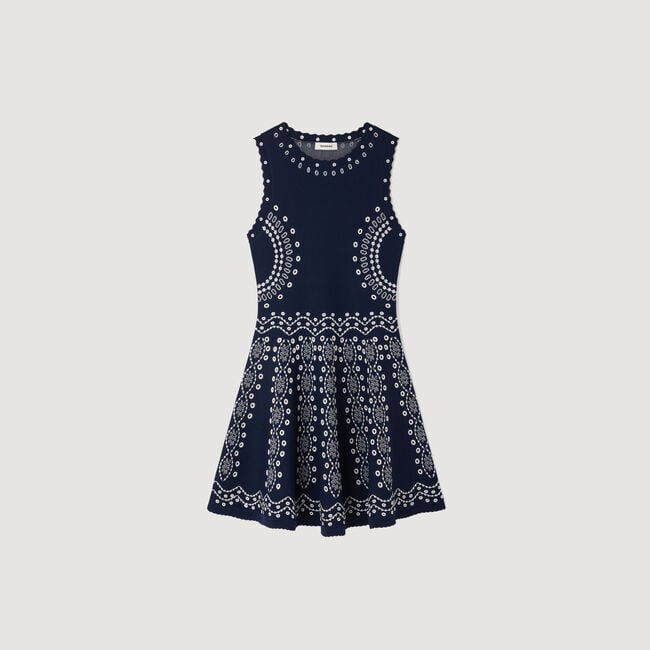 Scarf-print knit mini dress