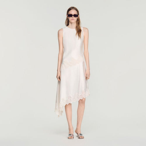 Asymmetric satin-effect dress