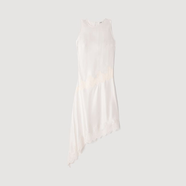 Asymmetric satin-effect dress