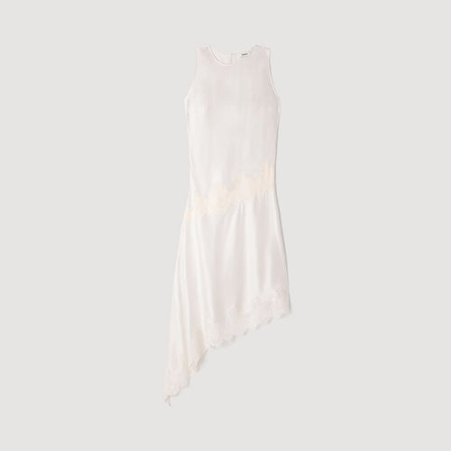 Asymmetric satin-effect dress