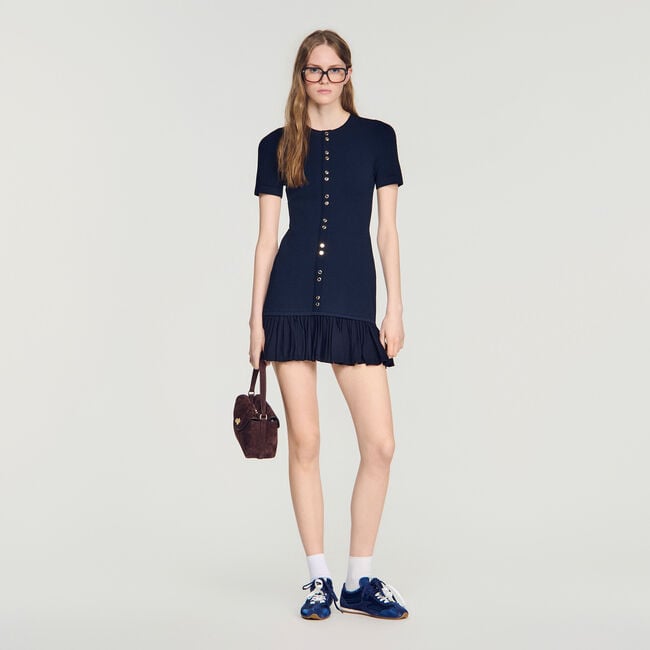 Mini knit dress with ruffles