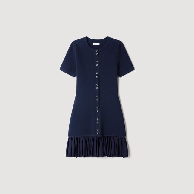 Mini knit dress with ruffles