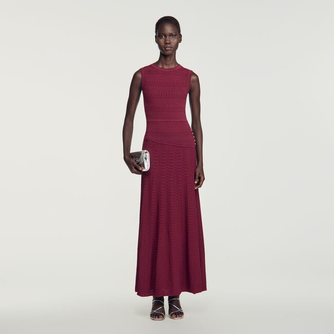 Pointelle knit maxi dress