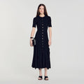 Knit maxi dress with ruffles