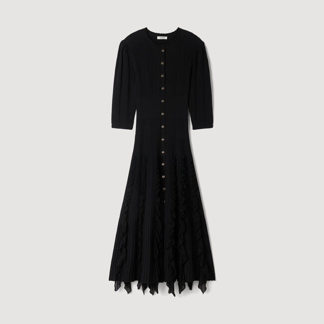 Knit maxi dress with ruffles
