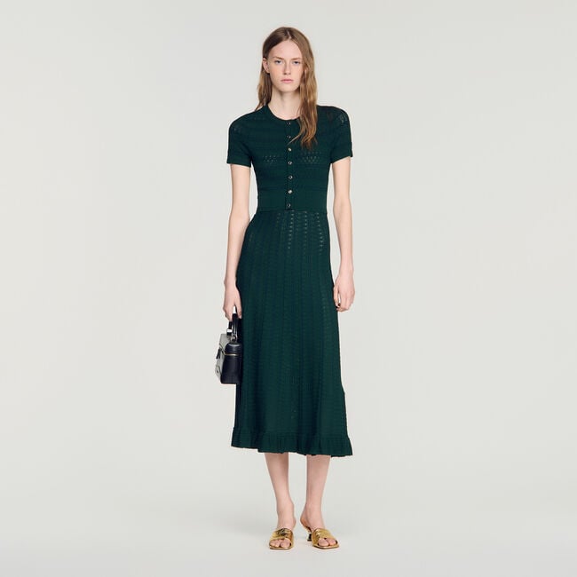 Pointelle knit midi dress