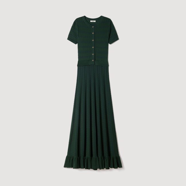 Pointelle knit midi dress