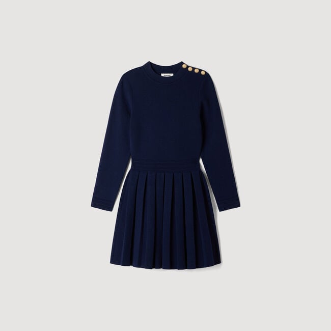 Short knit dress with buttons
