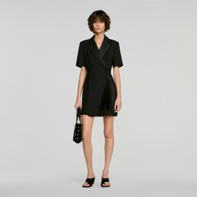 Tailored collar wraparound dress