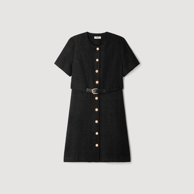 Belted tweed dress