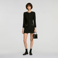 Tweed dress with metal chain