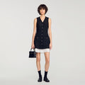 Short two-tone tweed dress