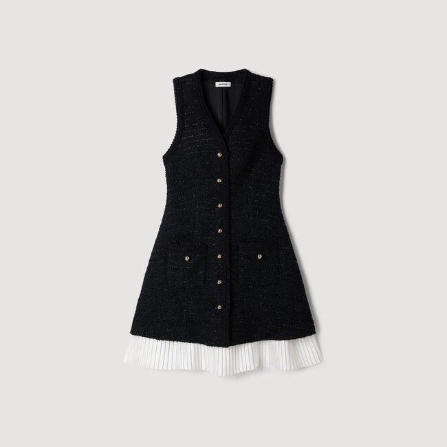 Short two-tone tweed dress