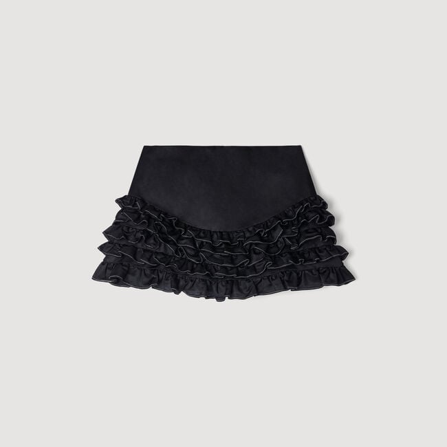 Ruffled skort with topstitching