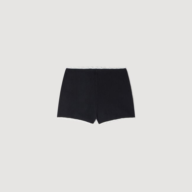 Beaded embroidered ribbed shorts