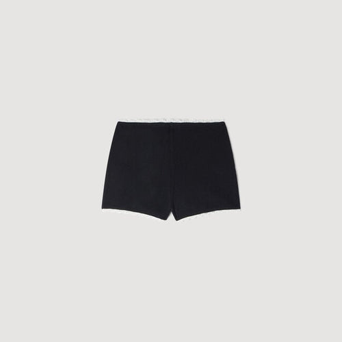 Beaded embroidered ribbed shorts