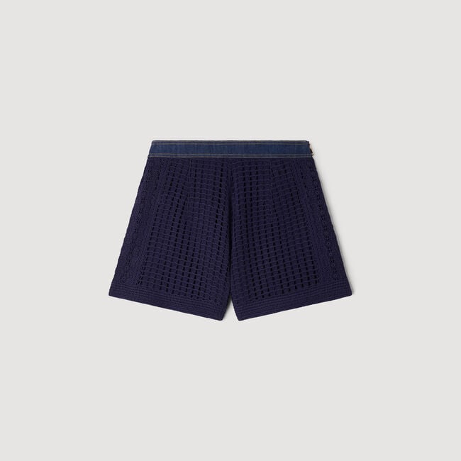 High-waisted crochet shorts