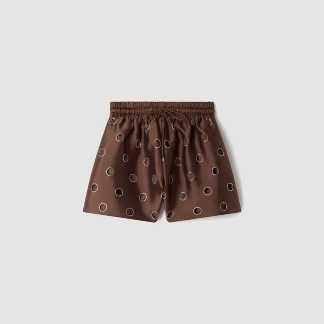 Distressed rhinestone shorts
