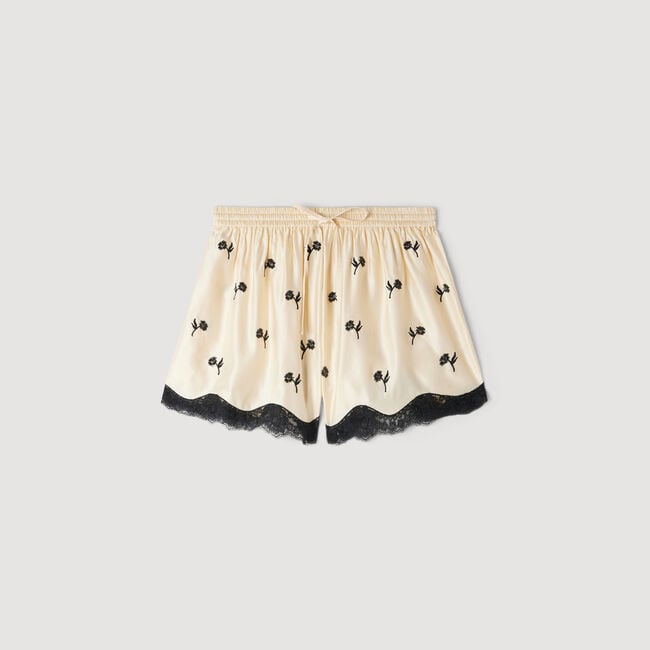 Floral embroidered shorts