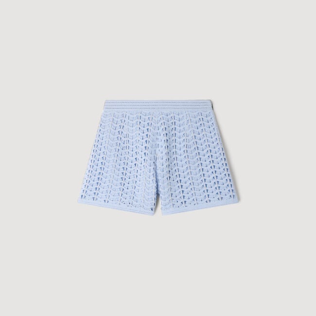 High-waisted beaded crochet shorts