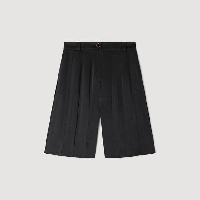 Long high-waisted pleated shorts