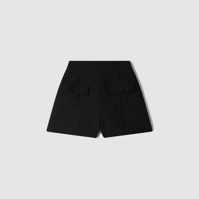 High-waisted wool shorts