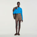 Check wool shorts